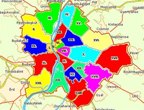 Budapest látnivalói és kerületei térkép