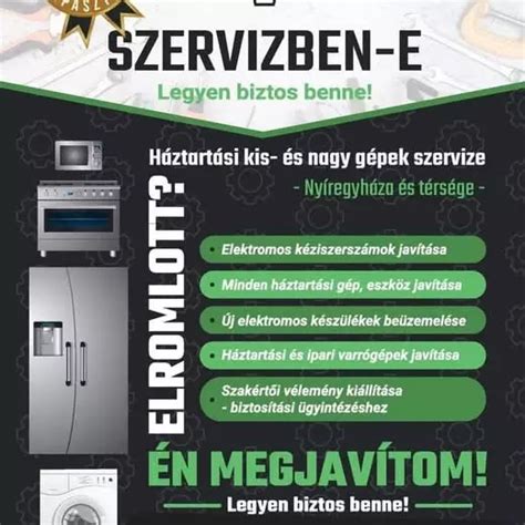 Háztartási gépek javítása szervizben