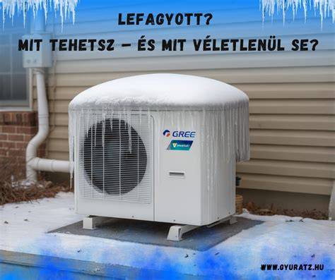 Hőszivattyús klíma kültéri egysége téli működésben