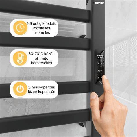 Elektromos törölközőszárító radiátor fürdőszobában