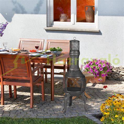 öntöttvas grillsütő grilllappal kültéri használat